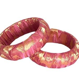 Two Mulberry Silk Handmade Bangles/Bracelets.Silk and wood. New.Elegant &classy